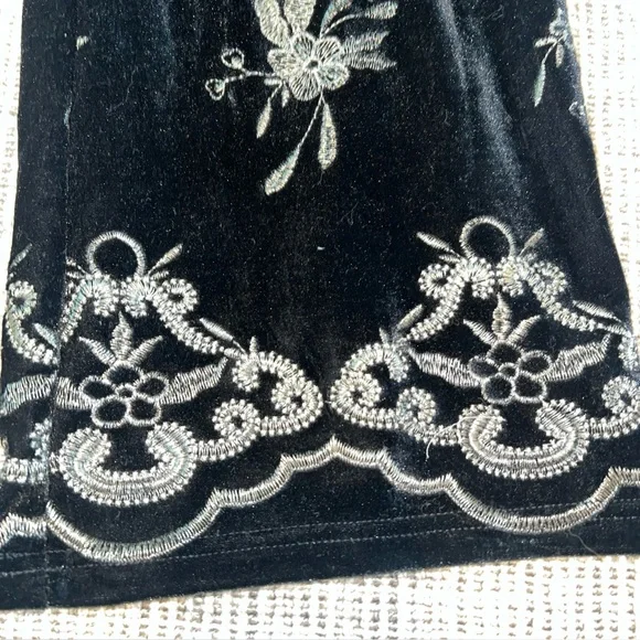 Free People Women's Floral Print Velvet Flared Pants Boho Retro Festival Small - Picture 6 of 14